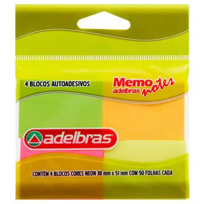 ANOTE COLE ADELBRAS 38X51 4X50FLS 4 CORES NEON