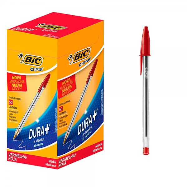 CANETA BIC 1.0 CRISTAL VERMELHA