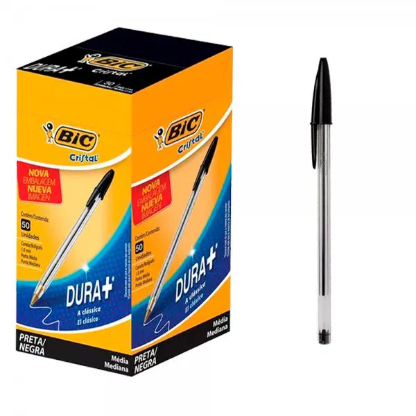 CANETA BIC 1.0 CRISTAL PRETA