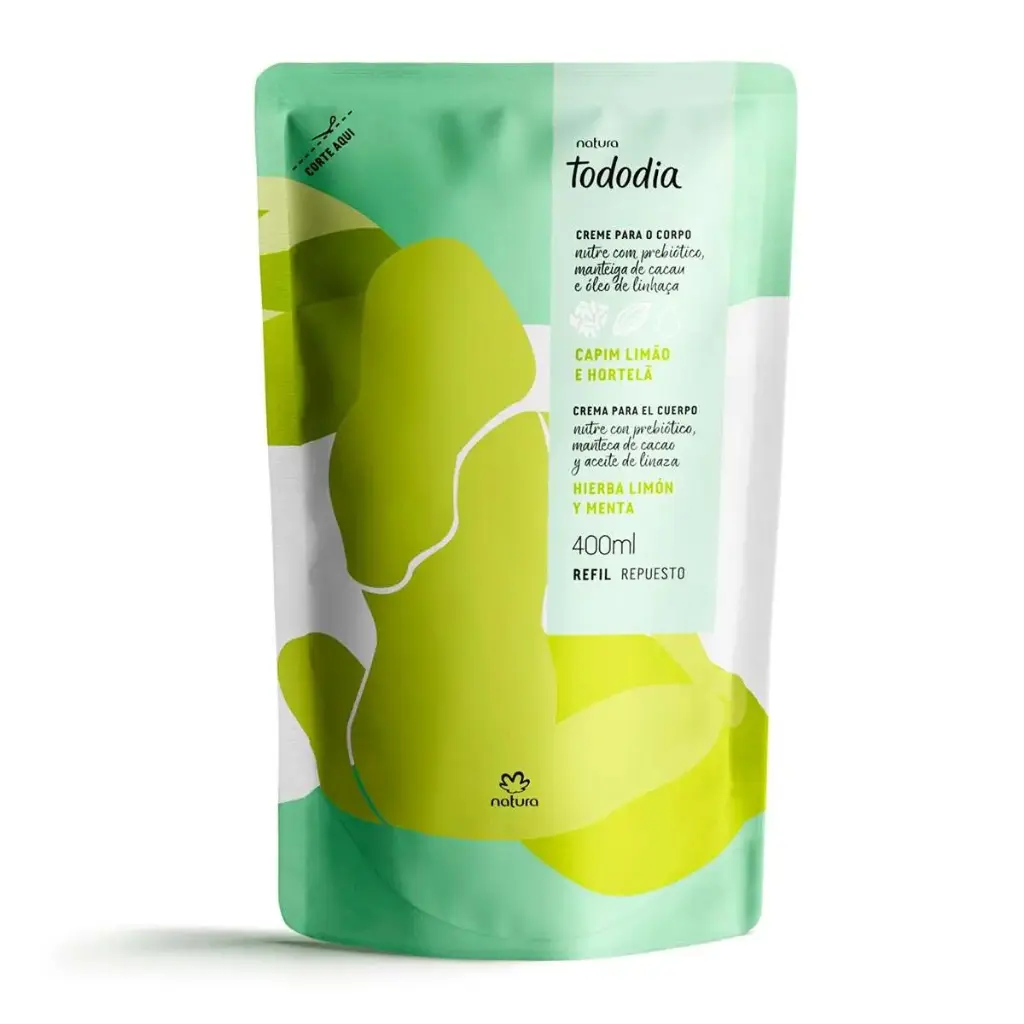 Refil Creme Desodorante Hidratante Nutritivo Para o Corpo Tododia Capim Limão e Hortelã
