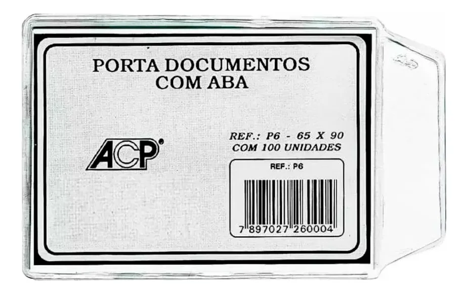 Porta Documentos Com Aba RG CPF 65x90mm