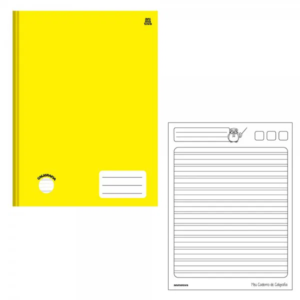 CADERNO CALIGRAFIA UNIVERSITÁRIO CAPA DURA 48FLS ANIMATIVA LISO AMARELO