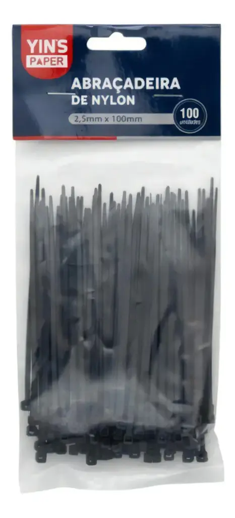 Abraçadeira Nylon 2,5mm X 100mm Preta - Yins unidade