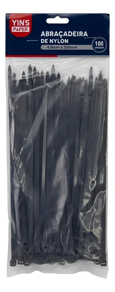 Abraçadeira Nylon 2,5mm X 200mm Preta - Yins unidade