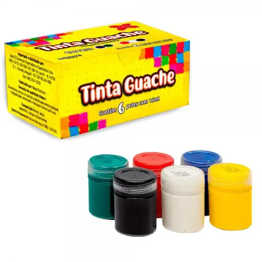 TINTA GUACHE 15ML 6 CORES MAKE