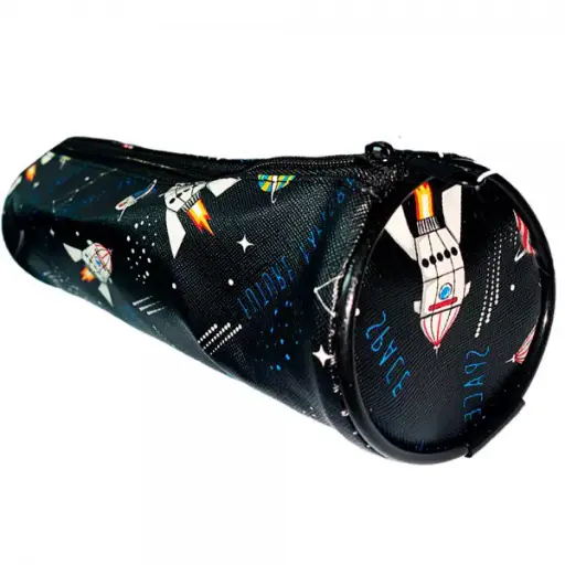 [30743] ESTOJO VINI 1ZÍPER CILÍNDRICO ASTRONAUTA PRETO 30743
