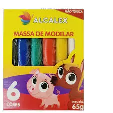 Massa de Modelar 6 cores Alcalex – Massinha De Modelar Não Toxica